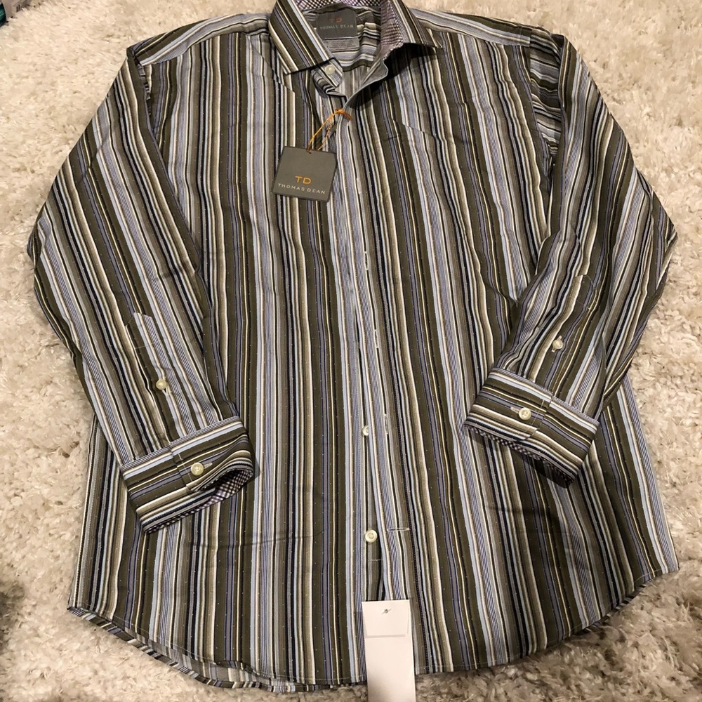 Thomas Dean dress shirt 10/12 (kt3)